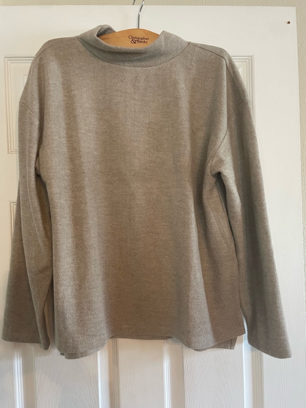 Vera Wang Women’s Taupe Turtleneck Sweater with Keyhole back